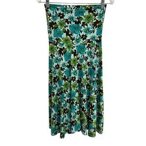 Lapis Floral Print Midi Skirt Multicolor Green Blue Flowers Sz Small